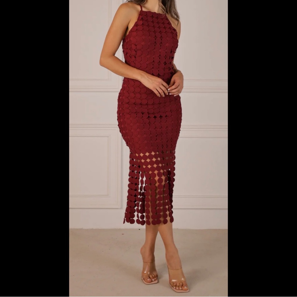 Elegant Burgundy Halter Dress